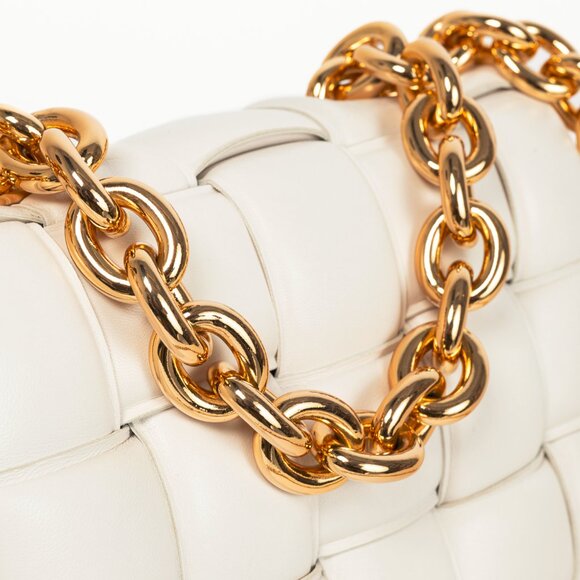 Bottega Veneta Maxi Chain Cassette Chalk Intreccio-Lambskin Shoulder Bag - Picture 8 of 11